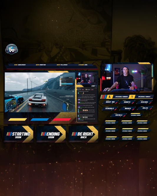 Non Animated Stream Overlay Package - Turbo Lane