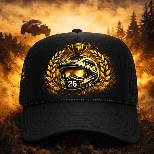 Rally Victory Trucker Hat 26, High Crown Performance Mesh Cap