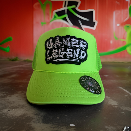 Neon Green Gamer Legend Foam Trucker Hat | Bold Style for Gaming Enthusiasts