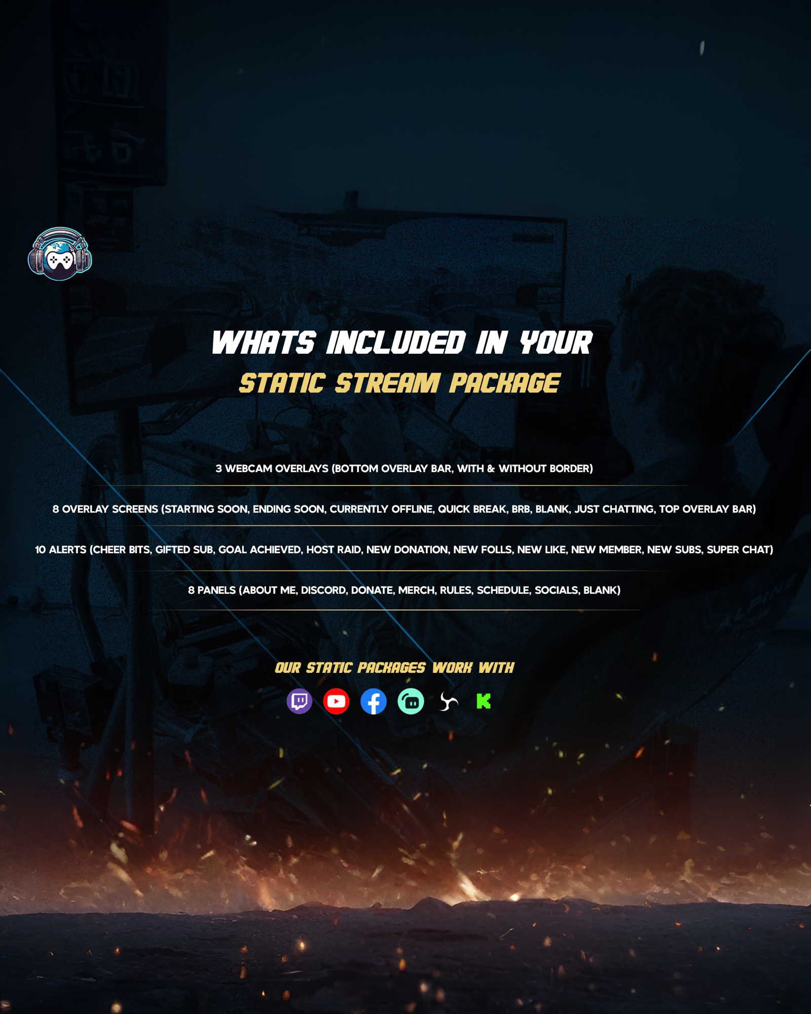 Non Animated Stream Overlay Package - Turbo Lane