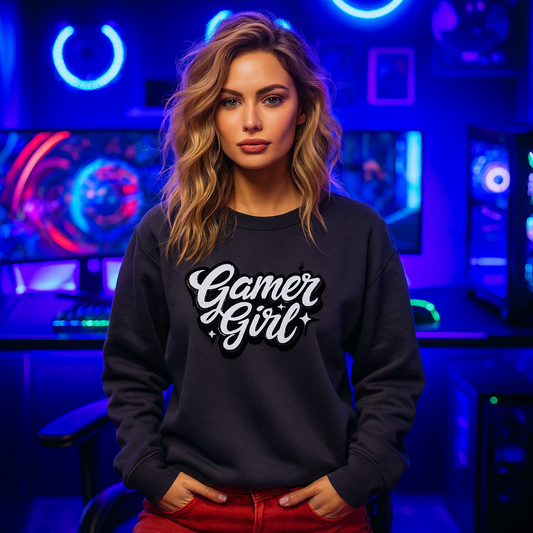 Gamer Girl Crew Neck Sweater Charcoal Grey