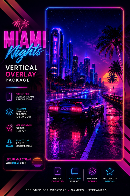 TikTok Vertical Stream Overlay Package - "Miami Nights"