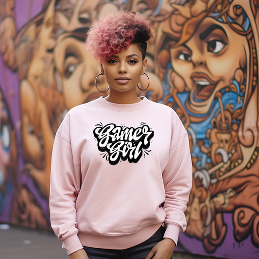 Gamer Girl Crew Neck Sweater Pink