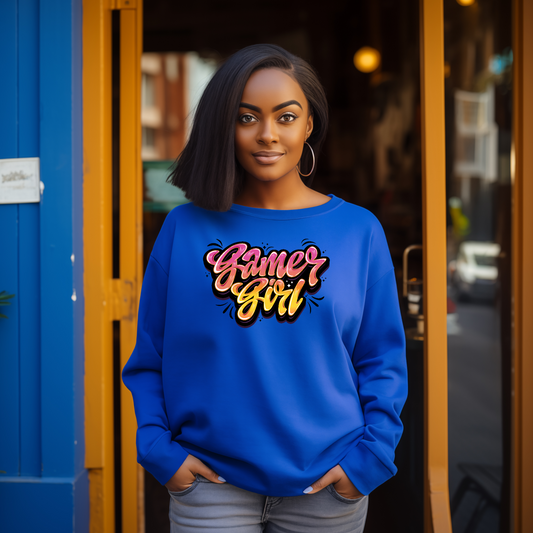 Gamer Girl Crew Neck Sweater Blue