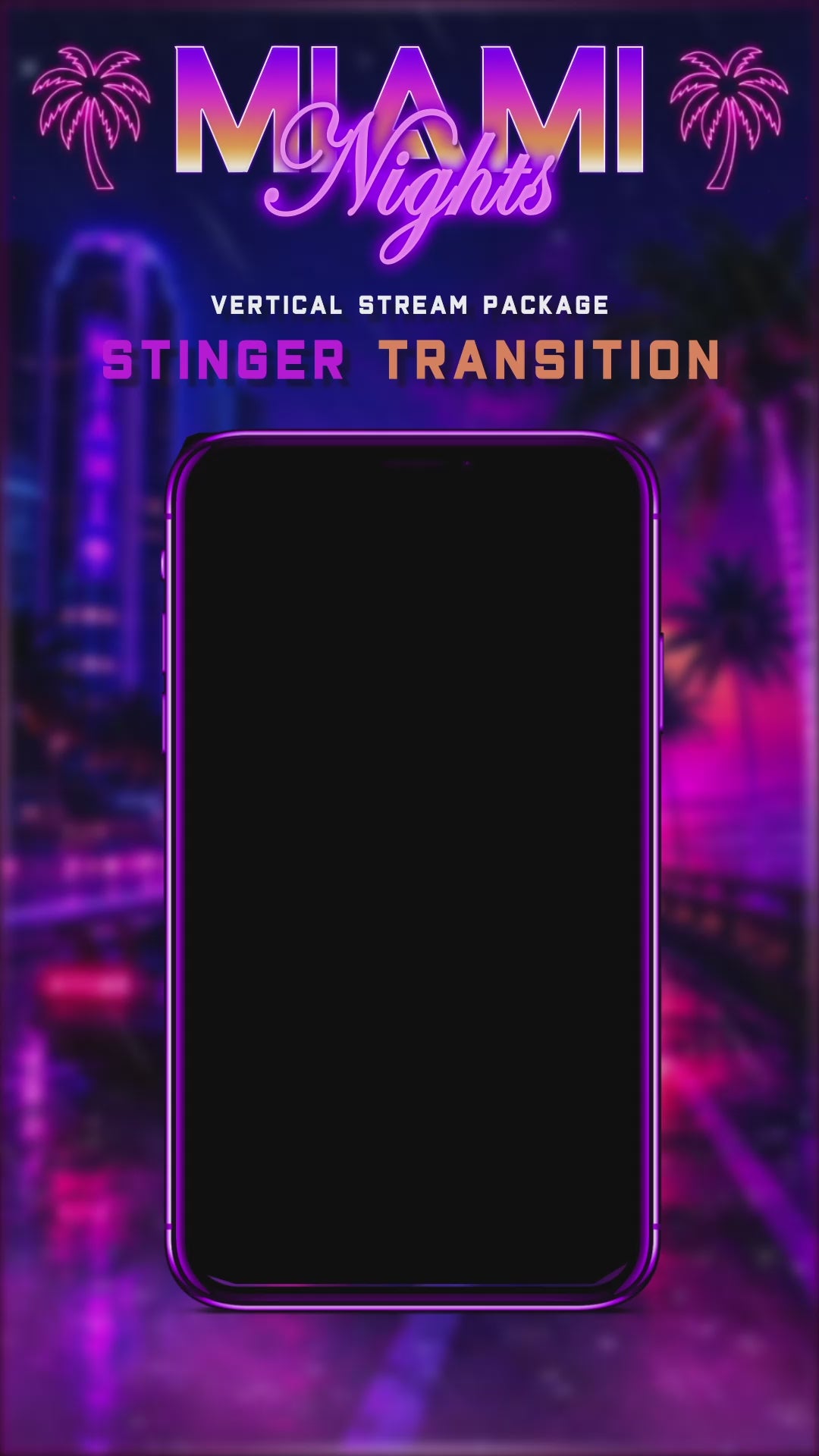 TikTok Vertical Stream Overlay Package - "Miami Nights"